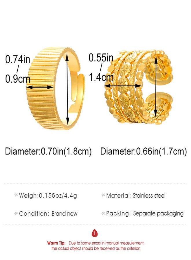 IS4U Irregular Hammer Hollow Heart Ring Chunky Statement Ring Charm Oval Ring Open Geometric Ring Stacked Sun-Textured Sunflower Sleeve Ring Water Drop Wrapped Finger Ring Minimalist Simple Knuckle Ring Fashion Jewelry for Women (Gold1) - Image 4